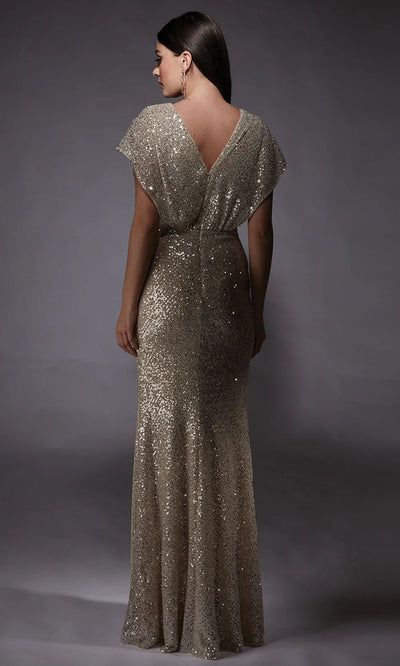Alyce Paris 27729 - Draped Bodice Sequin Evening Dress Mother of the Bride Dresses