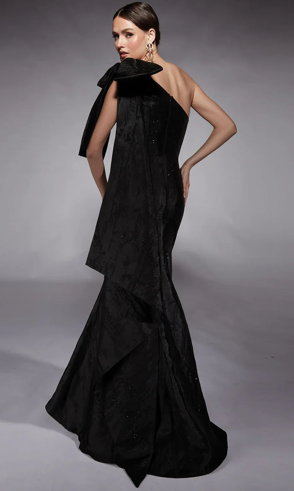 Alyce Paris 27731 - Textured Jacquard Bow Draped Evening Gown Pageant Dresses