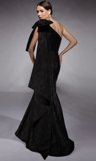Alyce Paris 27731 - Textured Jacquard Bow Draped Evening Gown Pageant Dresses