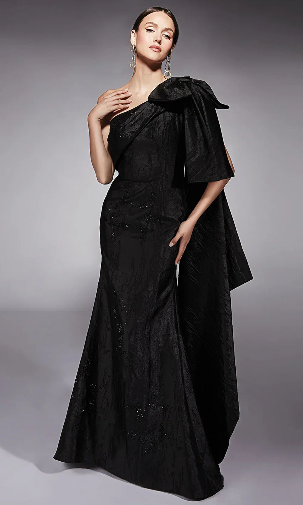 Alyce Paris 27731 - Textured Jacquard Bow Draped Evening Gown Pageant Dresses