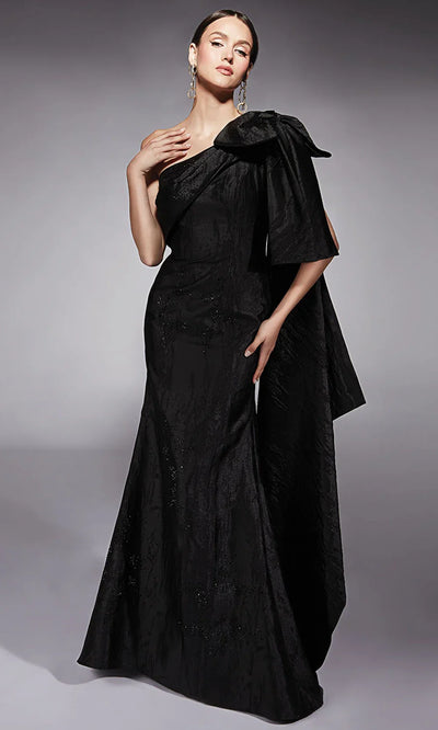 Alyce Paris 27731 - Textured Jacquard Bow Draped Evening Gown Pageant Dresses