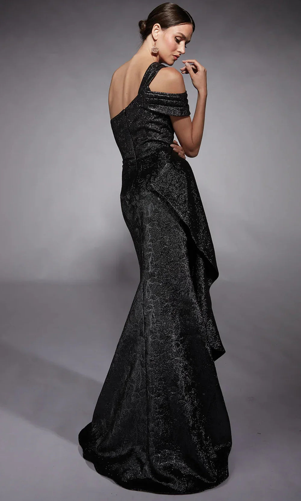 Alyce Paris 27734 - Ruffle Detail Jacquard Long Gown Prom Dresses