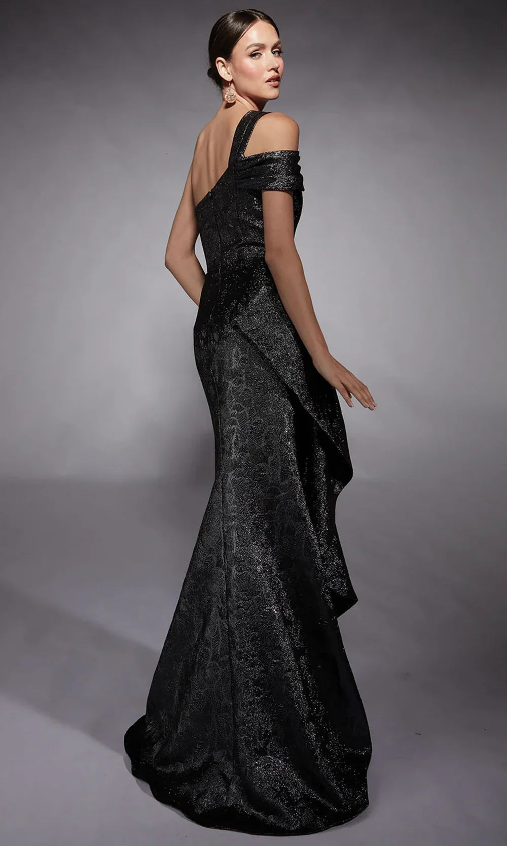 Alyce Paris 27734 - Ruffle Detail Jacquard Long Gown Prom Dresses