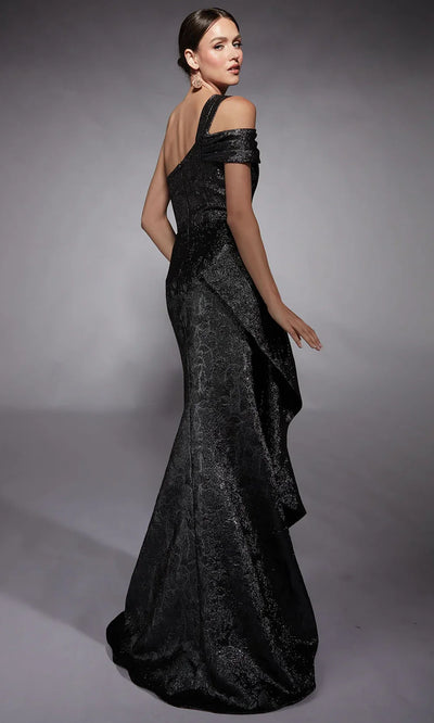 Alyce Paris 27734 - Ruffle Detail Jacquard Long Gown Prom Dresses