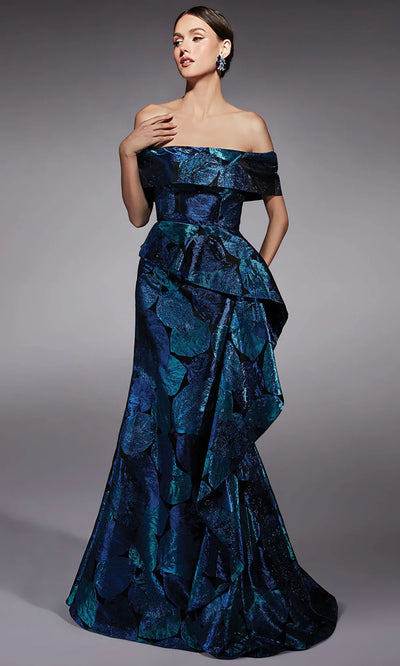 Alyce Paris 27736 - Off Shoulder Ruffle Draped Formal Dress Mother of the Bride Dresses