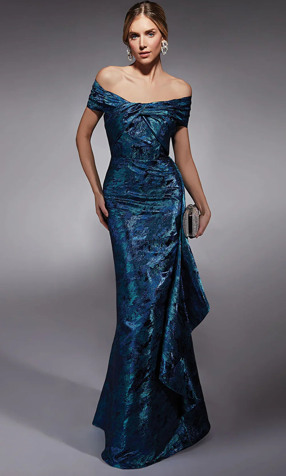 Alyce Paris 27737 - Draped Jacquard Off Shoulder Dress Mother of the Bride Dresses