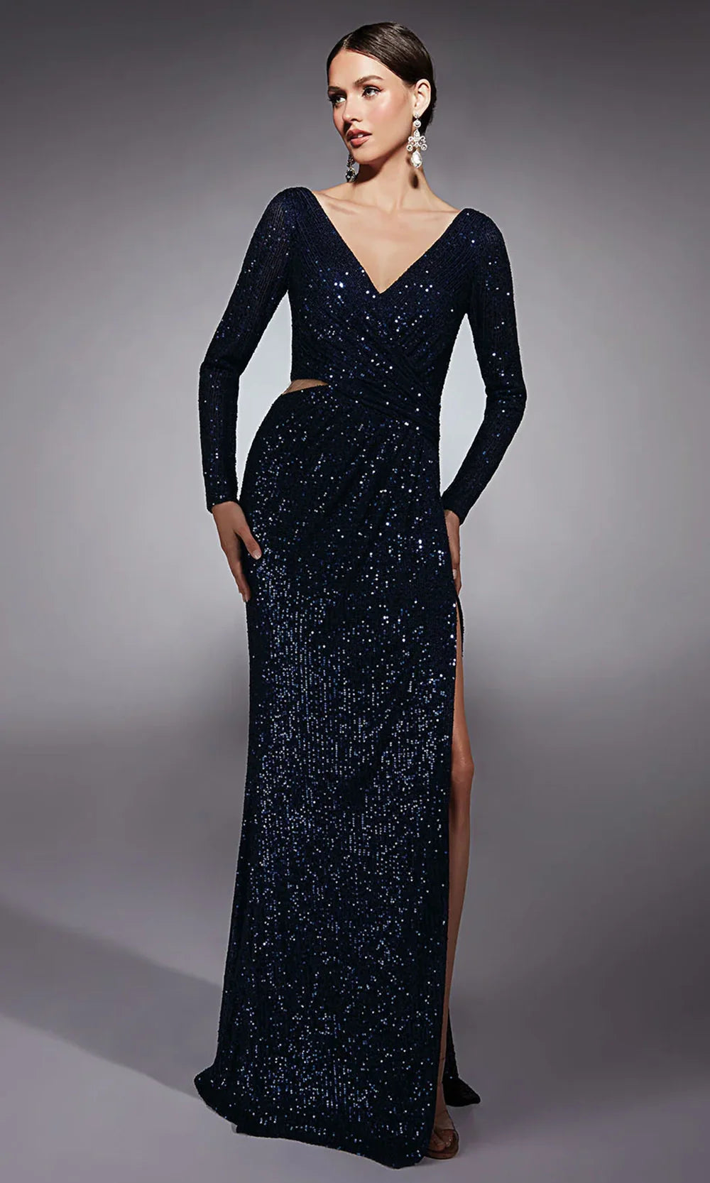 Alyce Paris 27741 - Sequin Mesh Ruched Dress with Illusion Cutout Mother of the Bride Dresses