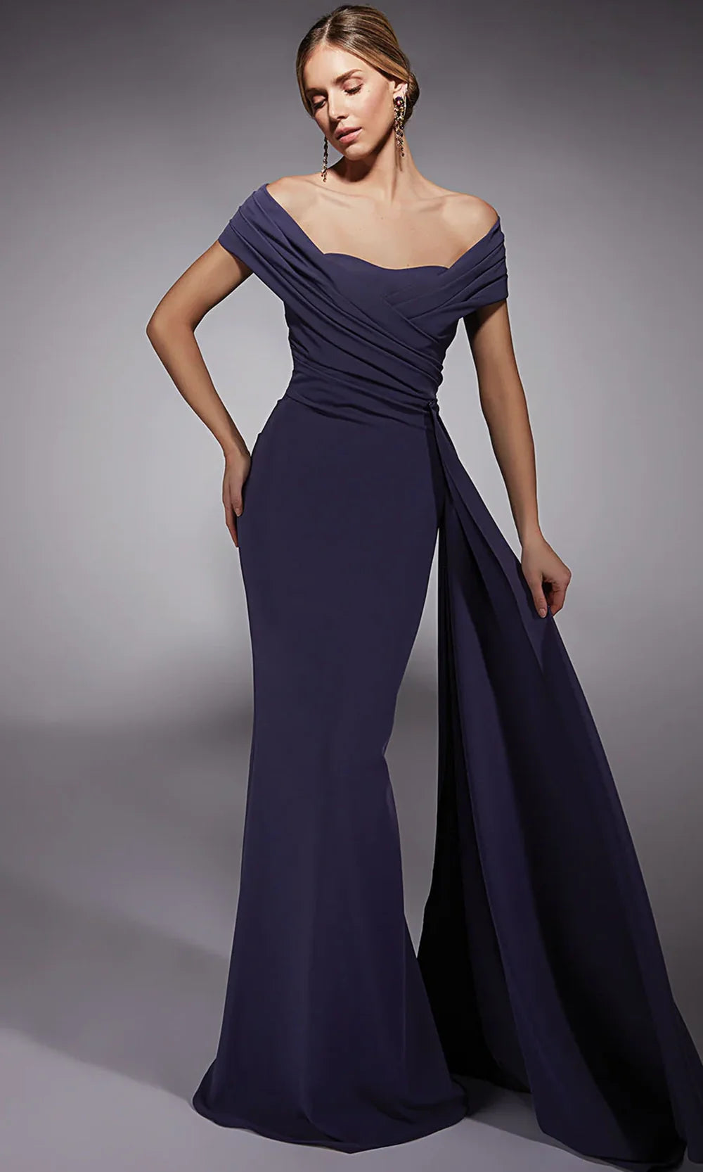 Alyce Paris 27745 - Off Shoulder Formal Dress with Side Overskirt Formal Gowns