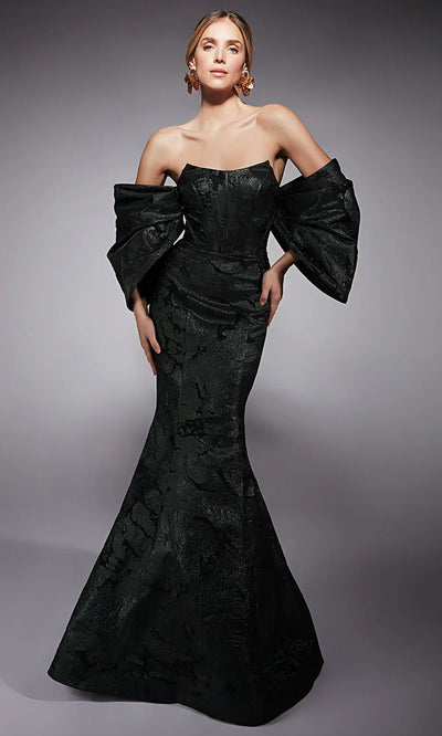 Alyce Paris 27747 - Jacquard Scoop Neck Dress with Statement Sleeves Prom Dresses