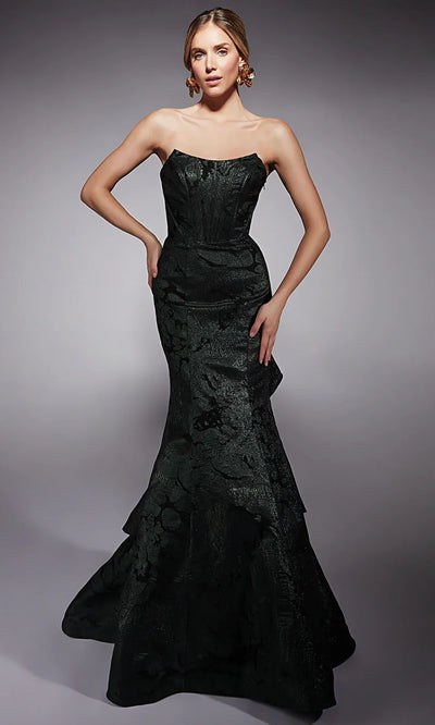 Alyce Paris 27747 - Jacquard Scoop Neck Dress with Statement Sleeves Prom Dresses