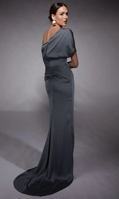 Alyce Paris 27748 - Draped Sleeve Metallic Satin Dress Formal Gowns