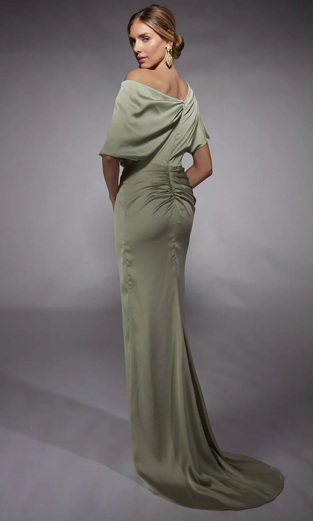 Alyce Paris 27748 - Draped Sleeve Metallic Satin Dress Formal Gowns