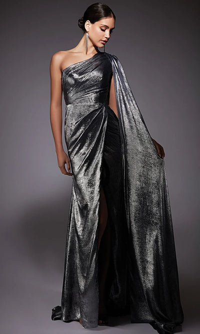 Alyce Paris 27753 - Draped Metallic Chiffon Sheath Gown Evening Dresses