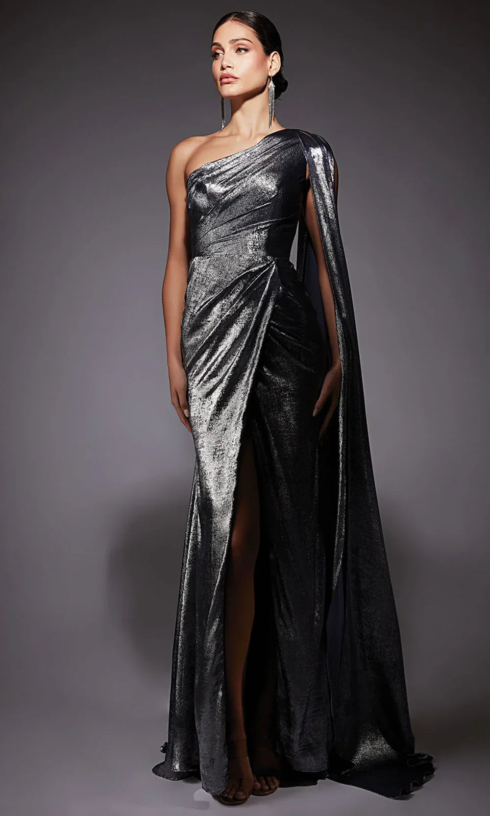 Alyce Paris 27753 - Draped Metallic Chiffon Sheath Gown Evening Dresses