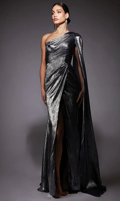 Alyce Paris 27753 - Draped Metallic Chiffon Sheath Gown Evening Dresses