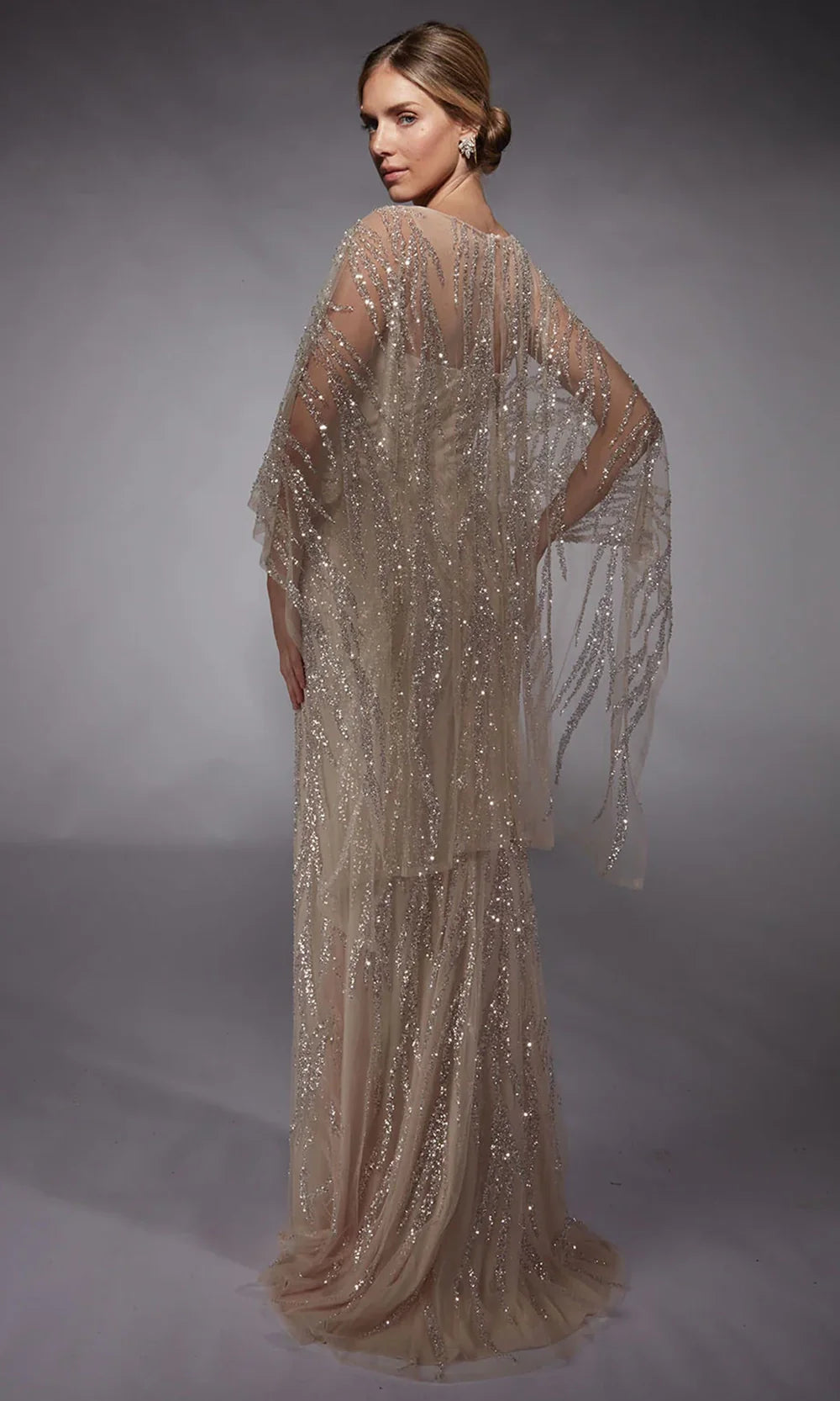 Alyce Paris 27754 - Sheer Cape Sleeves Sequined Gown Mother of the Bride Dresses