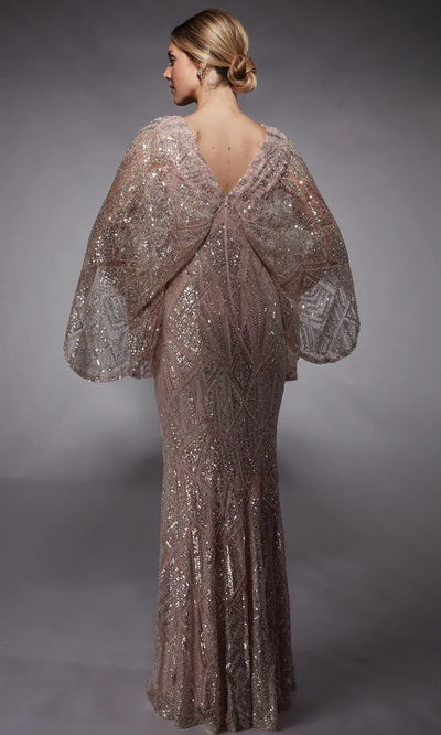 Alyce Paris 27756 - Geometric Sequin Cape Sleeve Dress Prom Dresses