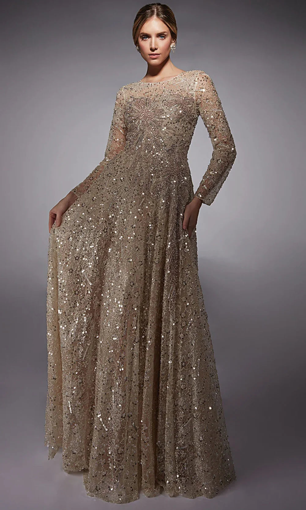 Alyce Paris 27757 - Long Sleeve Beaded Tulle Gown Mother of the Bride Dresses