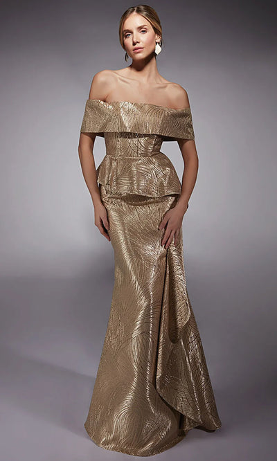 Alyce Paris 27759 - Folded Neckline Mermaid Jacquard Gown Prom Dresses