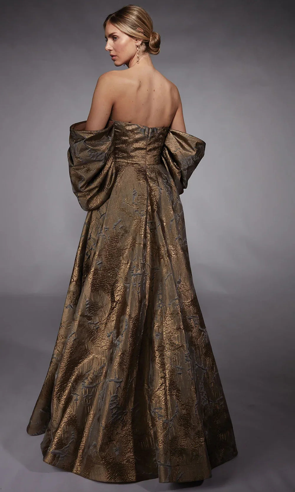 Alyce Paris 27760 - Textured A-Line Gown with Detachable Sleeve Formal Gowns