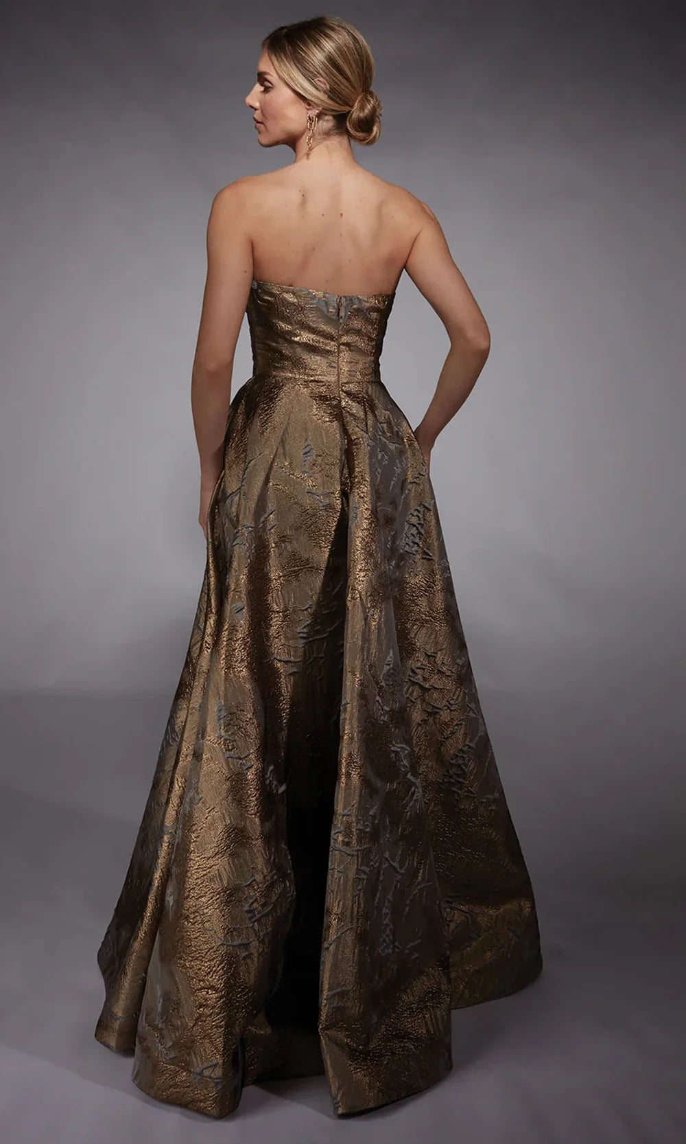 Alyce Paris 27760 - Textured A-Line Gown with Detachable Sleeve Formal Gowns
