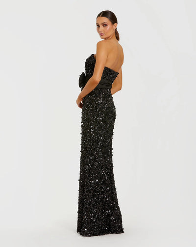 Ieena Duggal 27761 - Sequin Column Gown with Oversized Bow In Black
