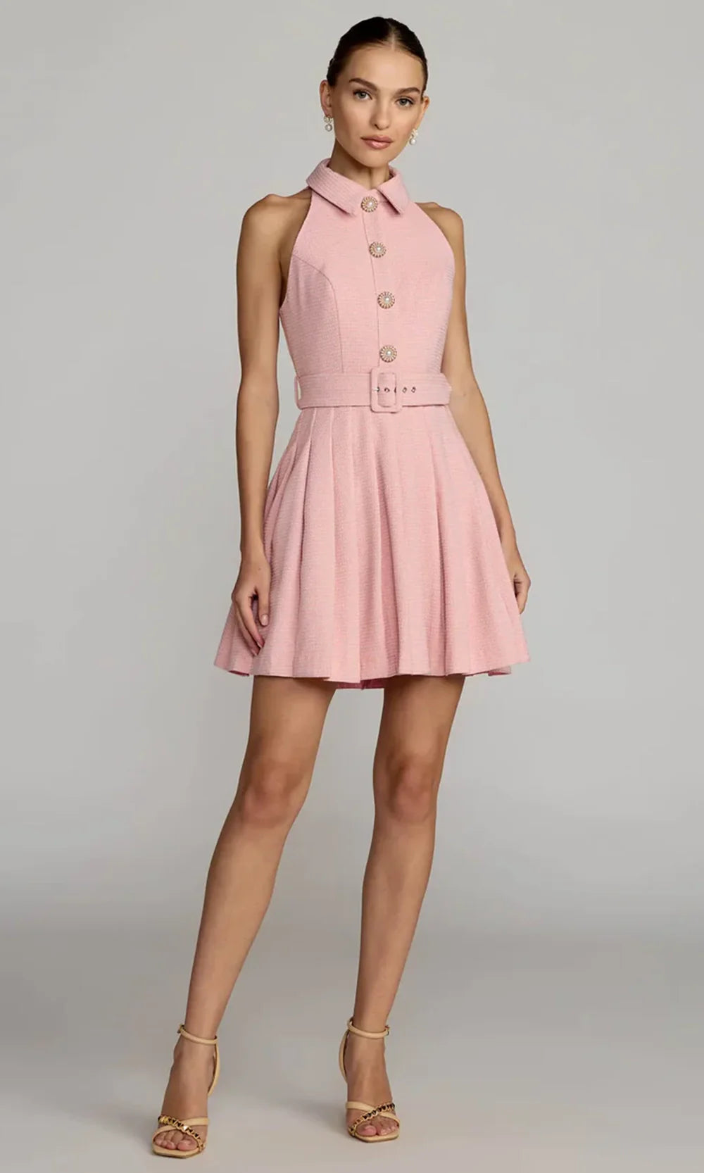 Mac Duggal 27766 - Pleated A-Line Boucle Cocktail Dress Cocktail Dress in Pink  