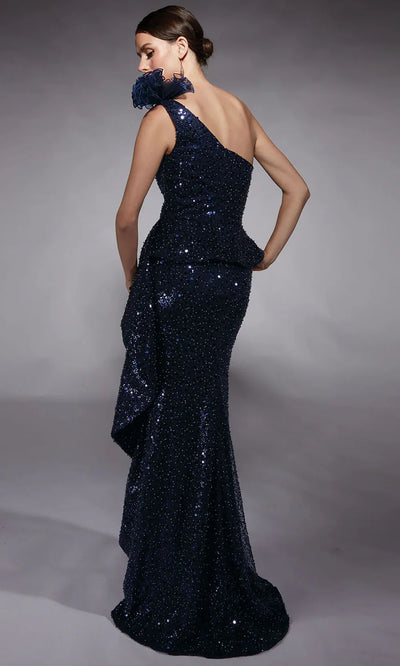 Alyce Paris 27770 - Floral Accent Asymmetric Beaded Gown Evening Dresses