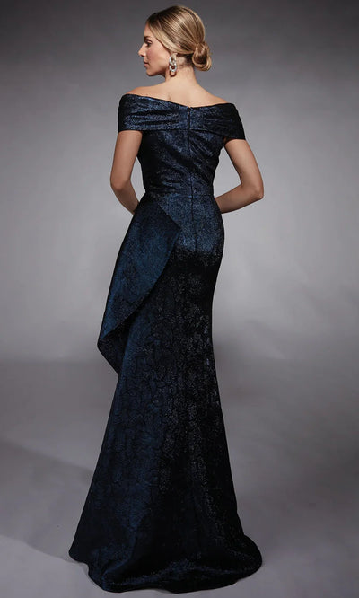 Alyce Paris 27774 - Jacquard Draped Skirt Cap Sleeve Gown Prom Dresses