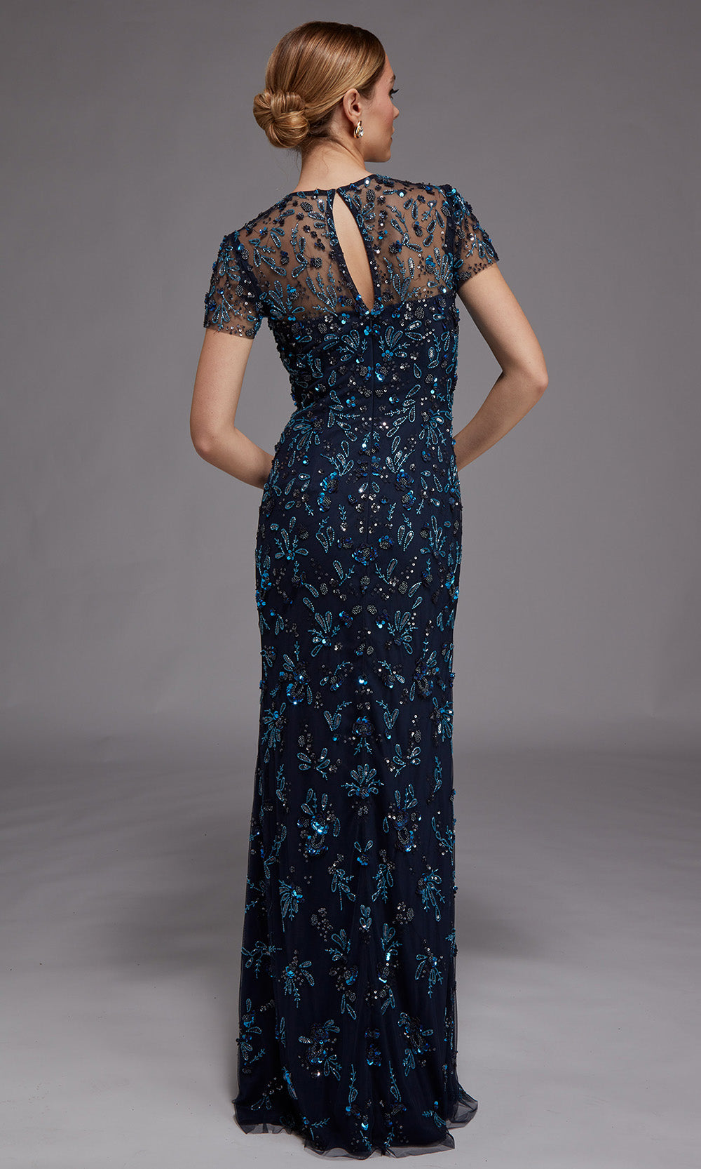 Alyce Paris 27789 - Keyhole Back Short Sleeve Long Gown Mother of the Bride Dresses