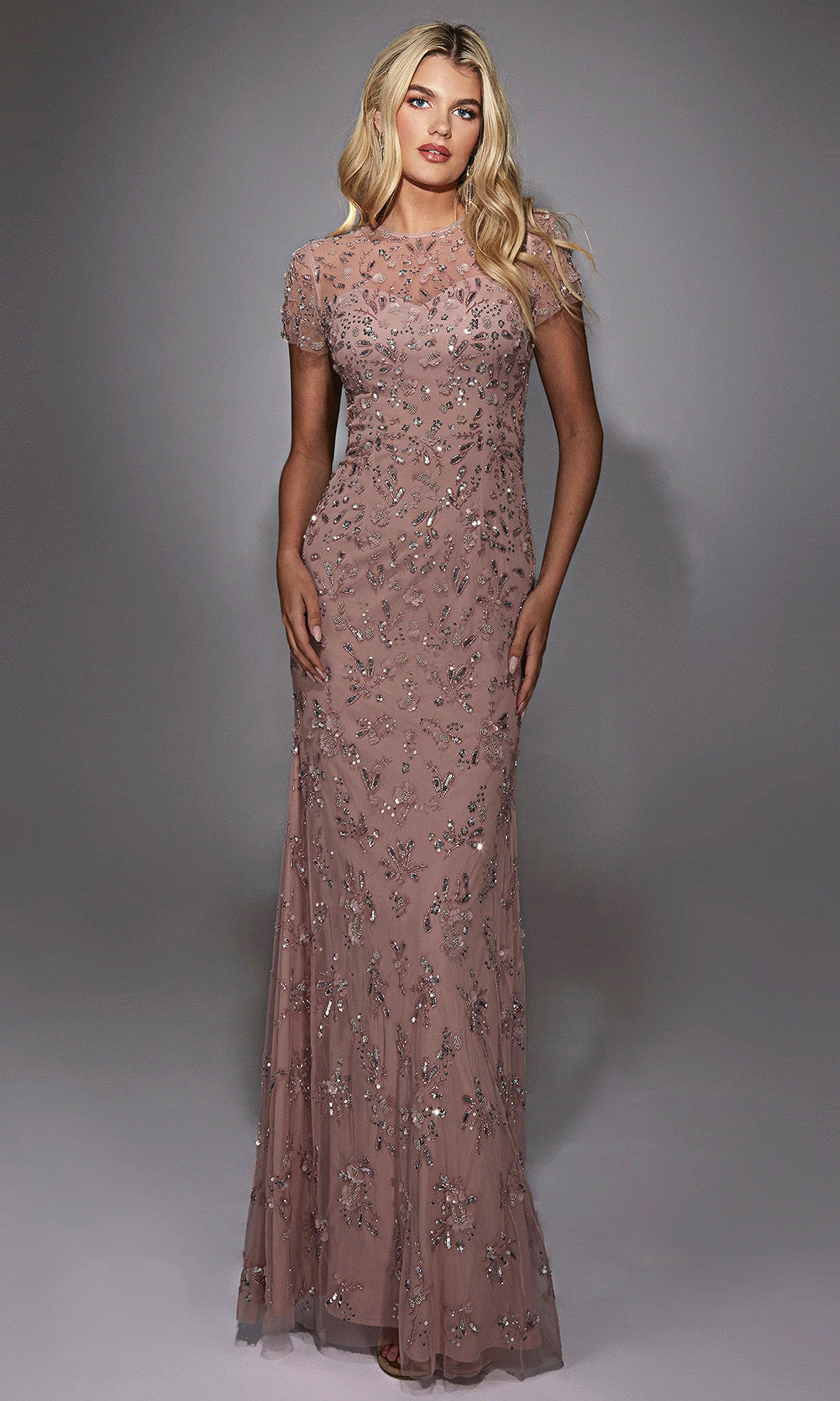 Alyce Paris 27789 - Keyhole Back Short Sleeve Long Gown Mother of the Bride Dresses