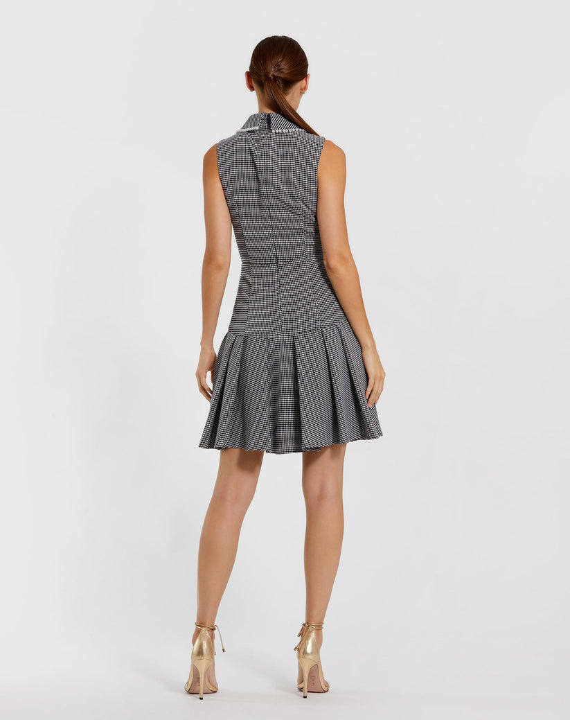 Mac Duggal 27795 - Pearl Collar Sleeveless Boucle Dress In Black and White