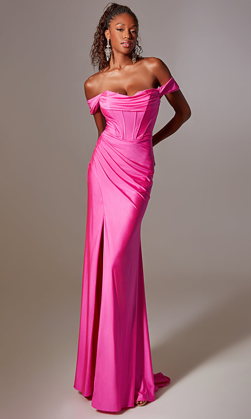 Aerie Couture 277 - Ruched Evening Gown with Lace Up Back Prom Dresses
