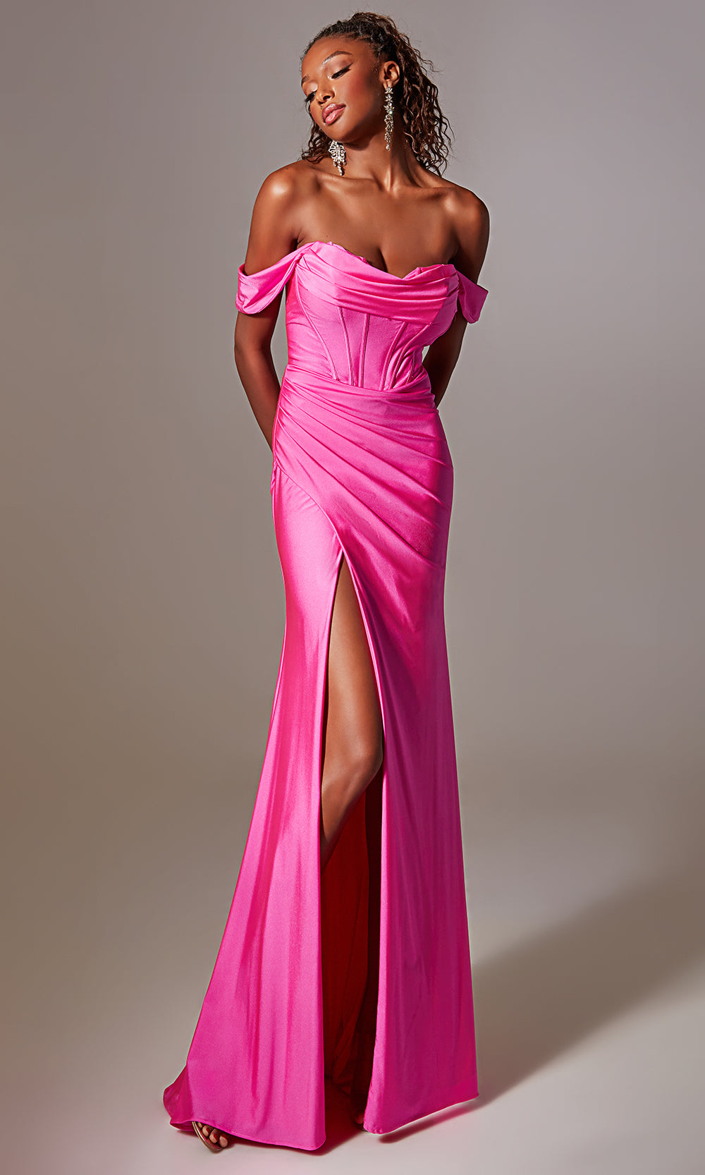 Aerie Couture 277 - Ruched Evening Gown with Lace Up Back Prom Dresses