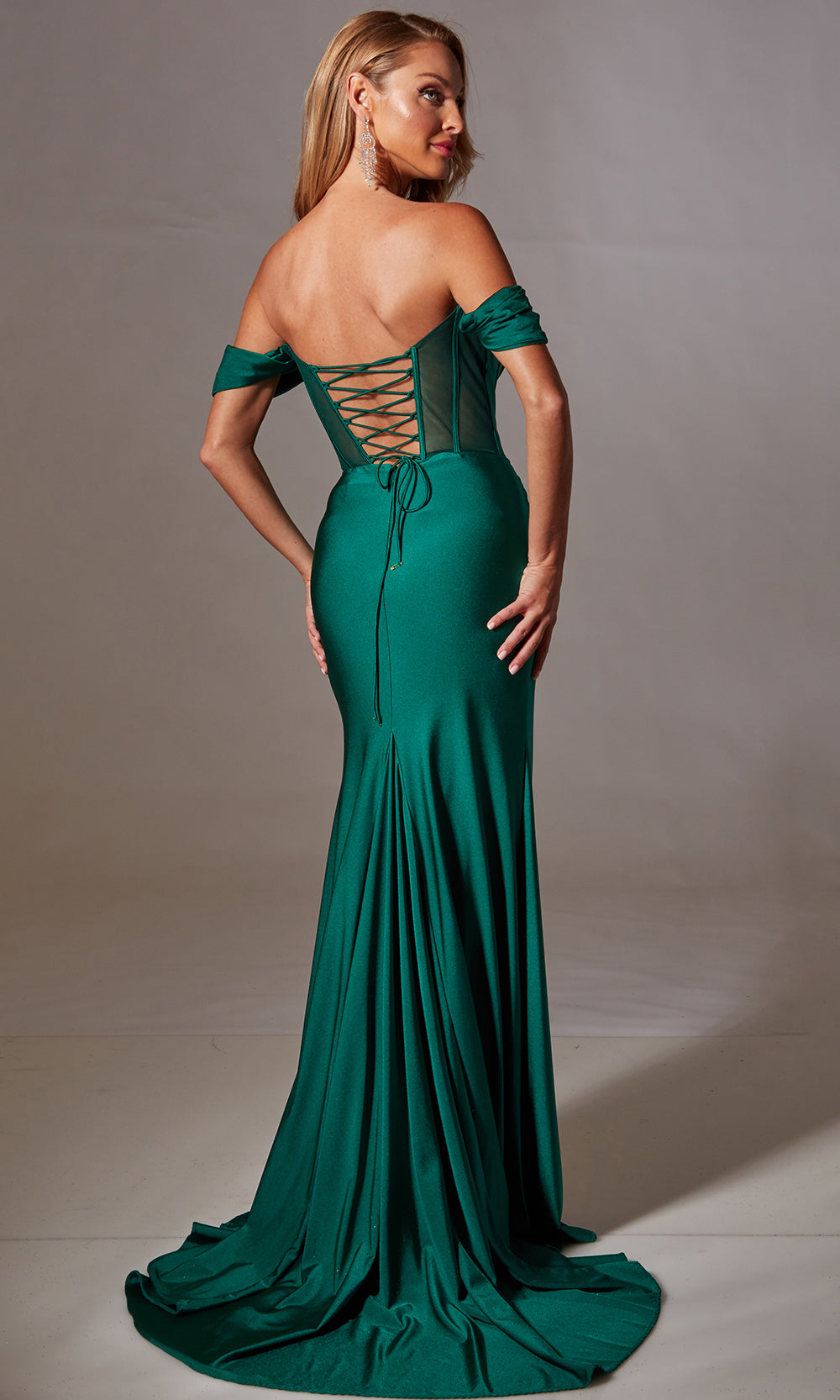 Aerie Couture 277 - Ruched Evening Gown with Lace Up Back Prom Dresses