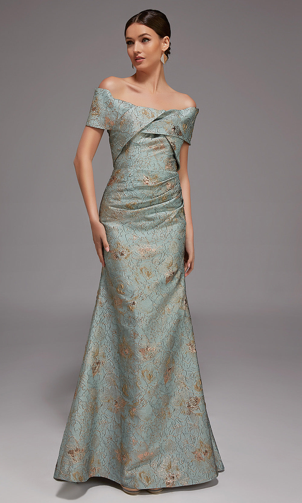 Alyce Paris 27802 - Folded Off Shoulder Textured Evening Gown Formal Gowns