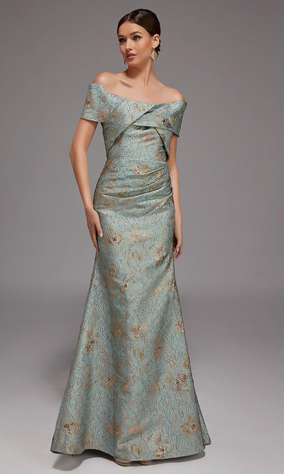 Alyce Paris 27802 - Folded Off Shoulder Textured Evening Gown Formal Gowns