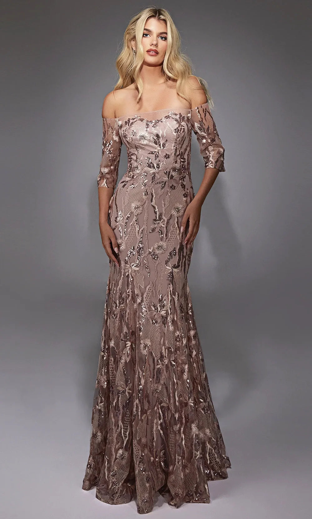 Alyce Paris 27816 - Elegant Beaded Evening Dress with Sleeves Mother of the Bride Dresses