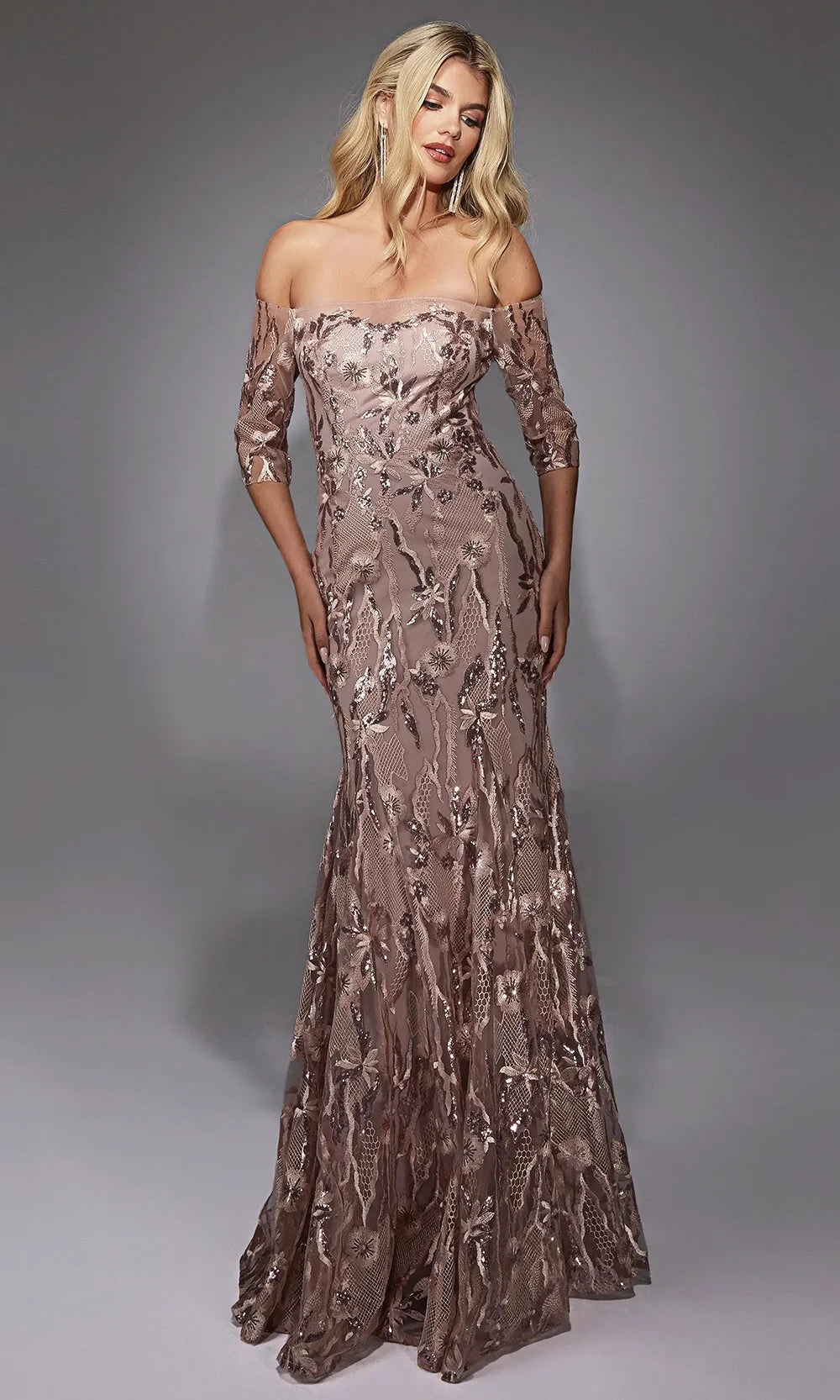 Alyce Paris 27816 - Elegant Beaded Evening Dress with Sleeves Mother of the Bride Dresses