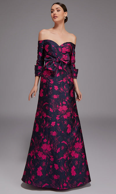 Alyce Paris 27842 - Bateau Neck Applique Gown with Slit Formal Gowns