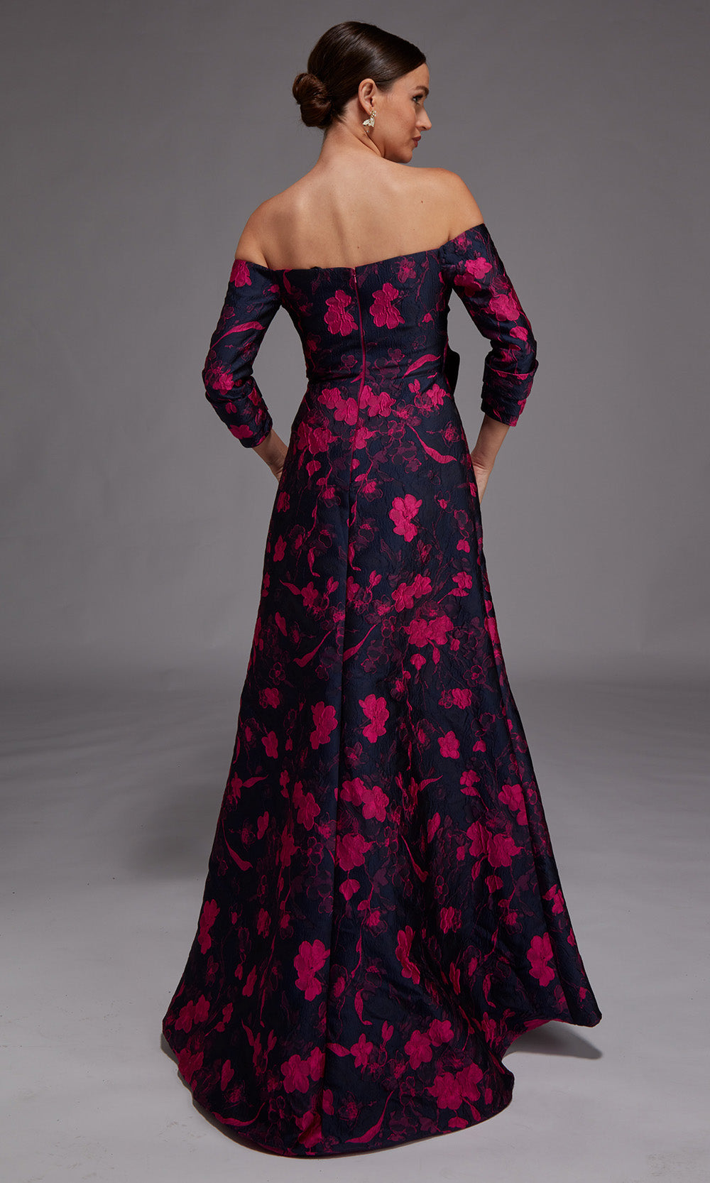 Alyce Paris 27833 - A-line Jacquard Gown with Bow Front Detail Formal Gowns