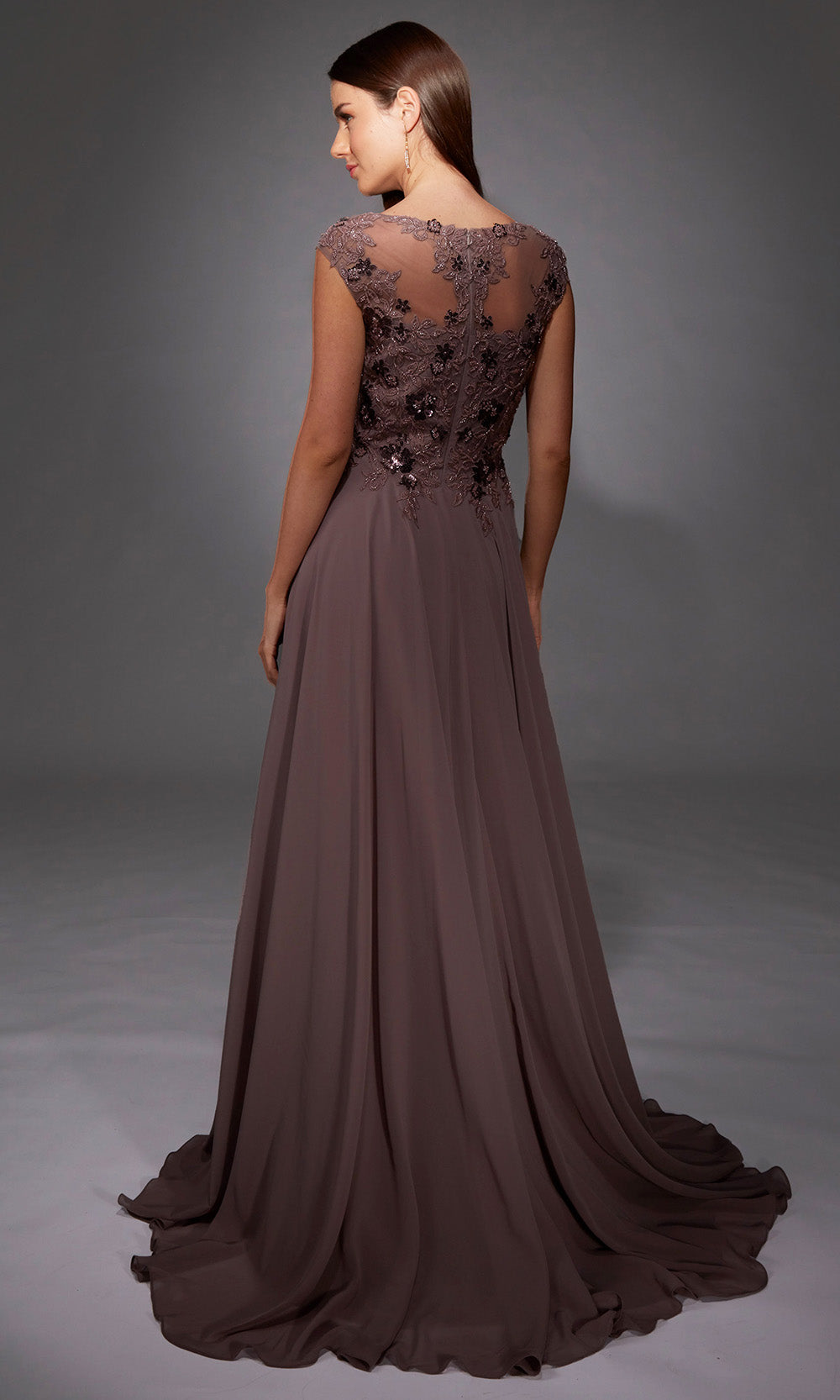 Alyce Paris 27842 - Bateau Neck Applique Gown with Slit Mother of the Bride Dresses