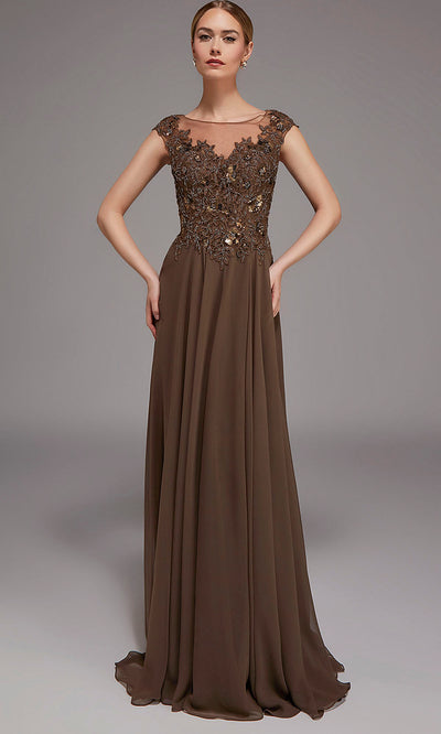 Alyce Paris 27842 - Bateau Neck Applique Gown with Slit Mother of the Bride Dresses