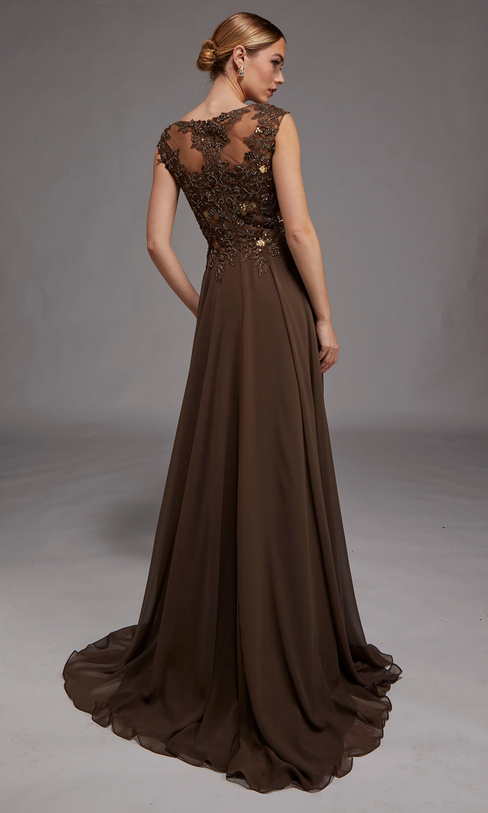 Alyce Paris 27842 - Bateau Neck Applique Gown with Slit Mother of the Bride Dresses