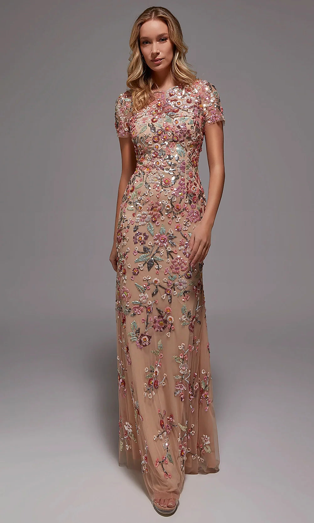 Alyce Paris 27847 - Elegant fitted gown with floral beadwork Formal Gowns