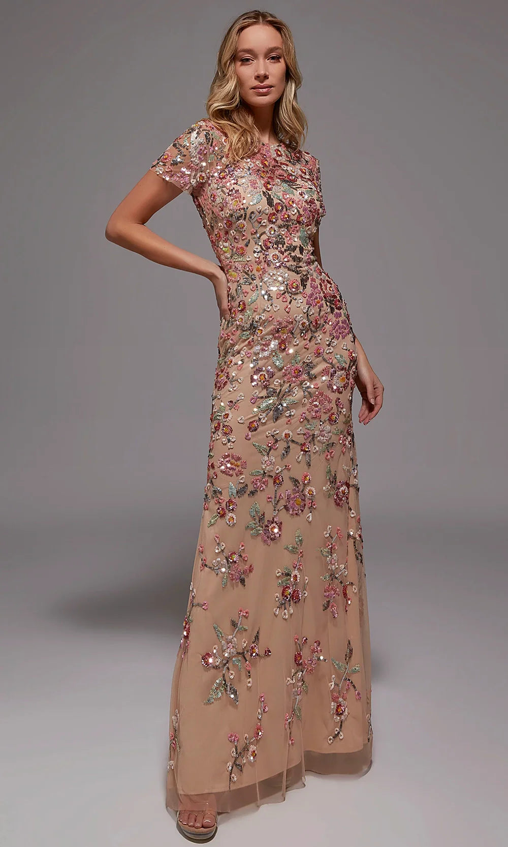 Alyce Paris 27847 - Elegant fitted gown with floral beadwork Formal Gowns