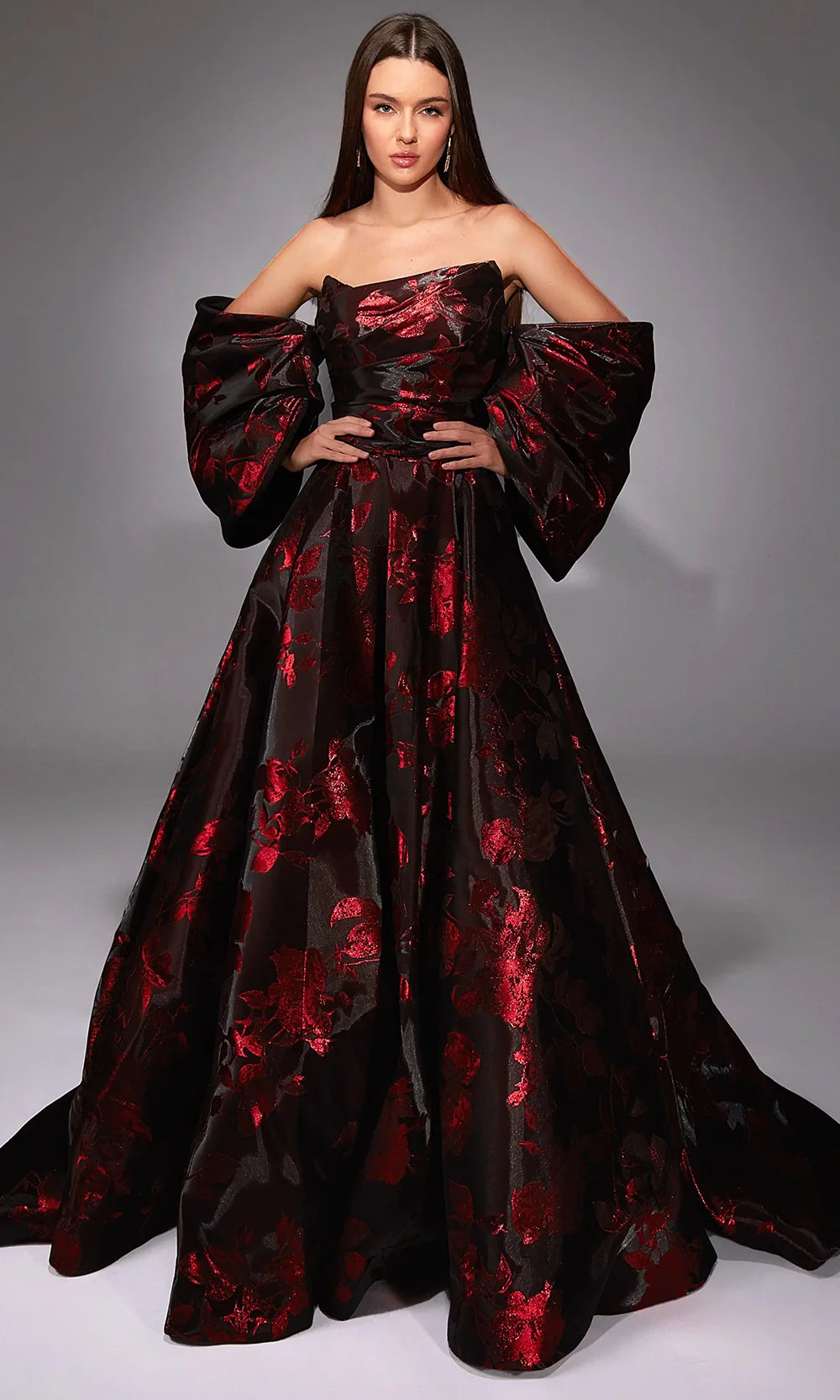 Alyce Paris 27862 - Floral Jacquard Ball Gown with Train Ball Gowns