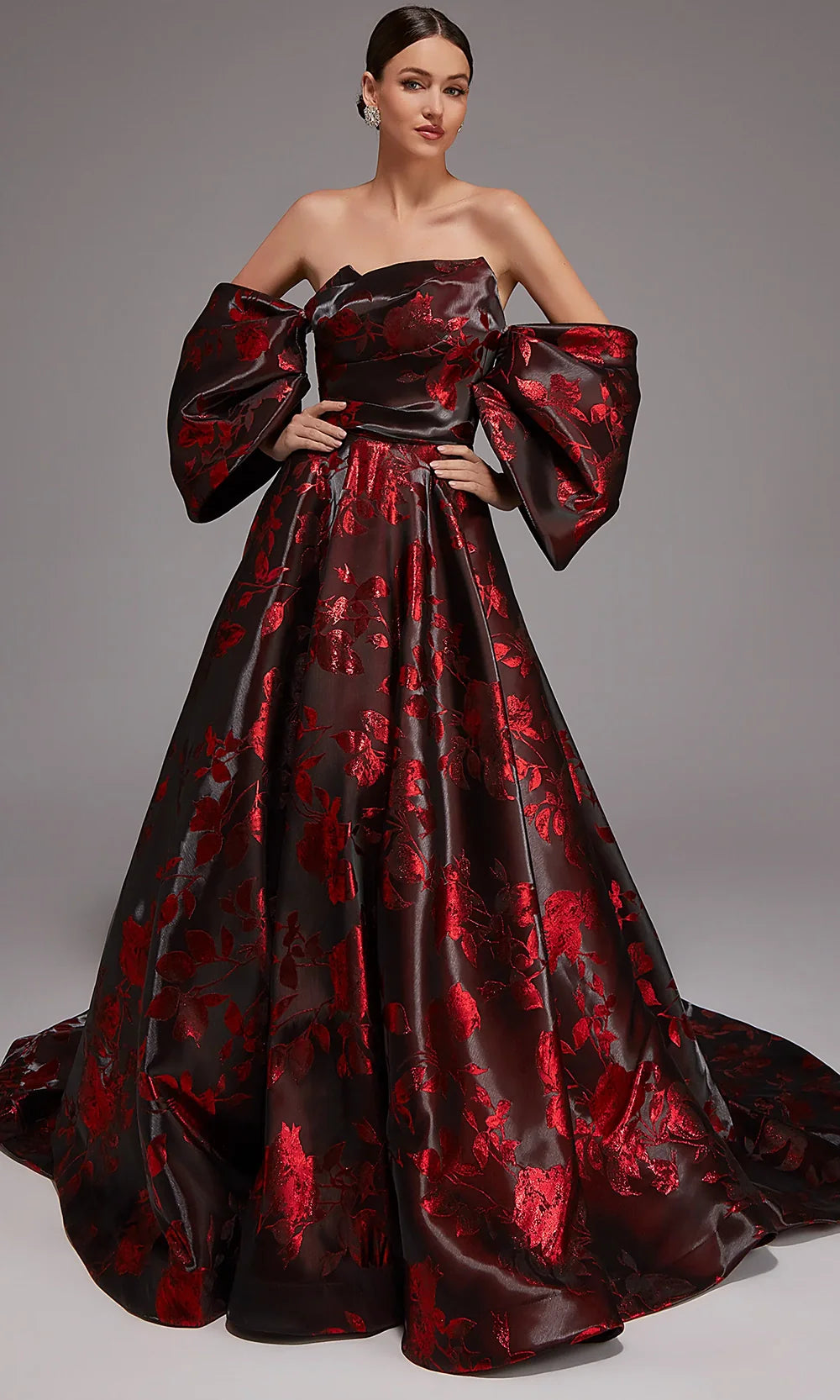 Alyce Paris 27862 - Floral Jacquard Ball Gown with Train Ball Gowns
