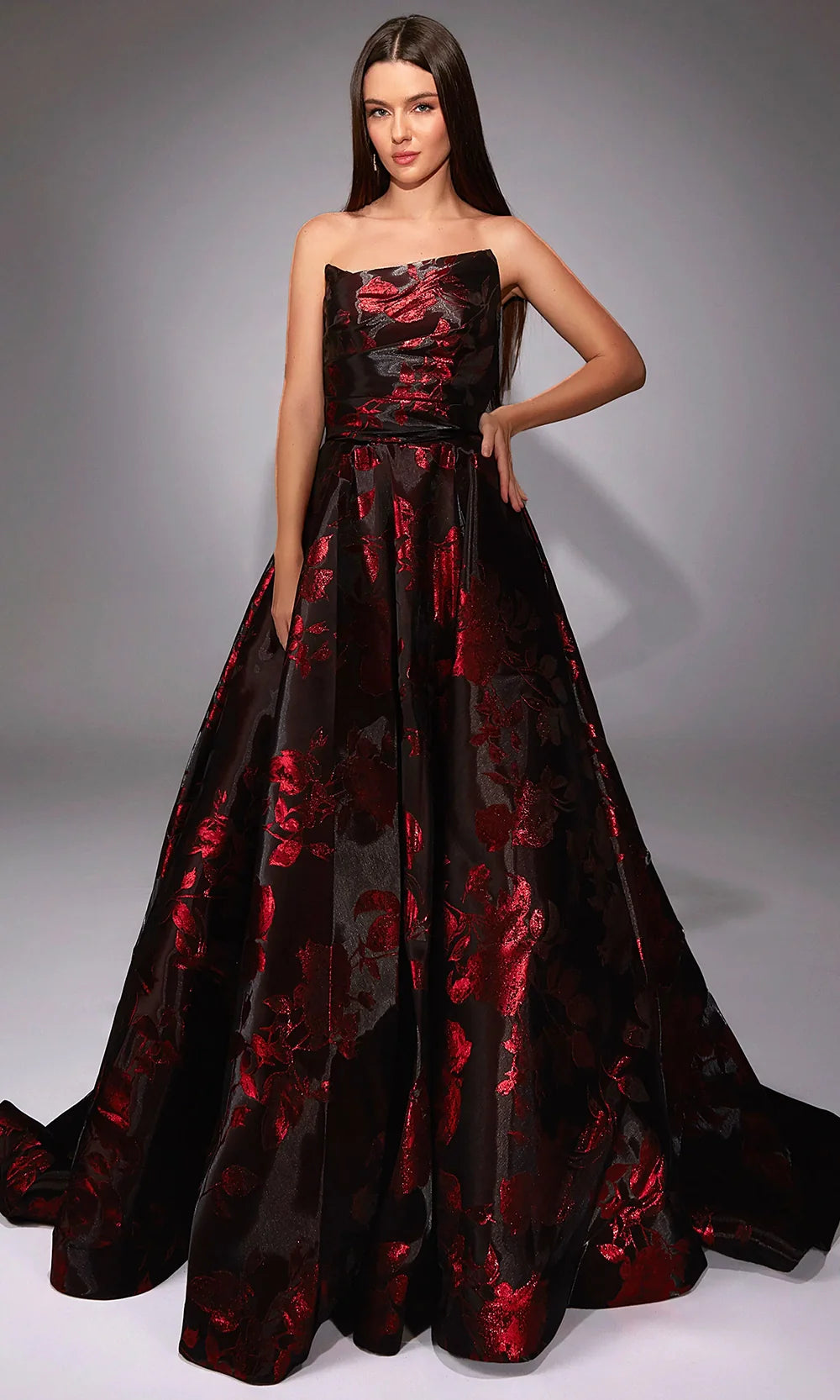 Alyce Paris 27862 - Floral Jacquard Ball Gown with Train Ball Gowns