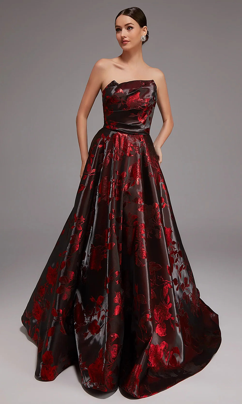 Alyce Paris 27862 - Floral Jacquard Ball Gown with Train Ball Gowns